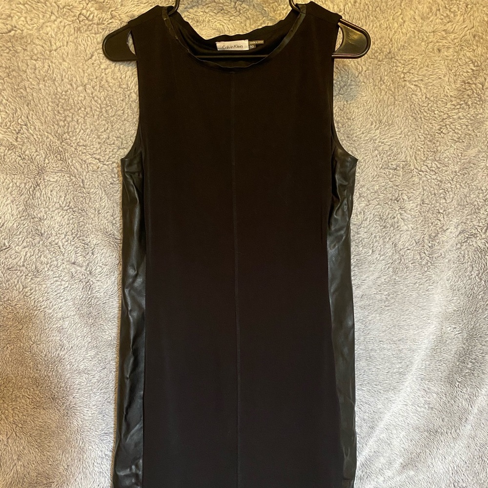 Calvin Klein Midi Dress with Leather Accent